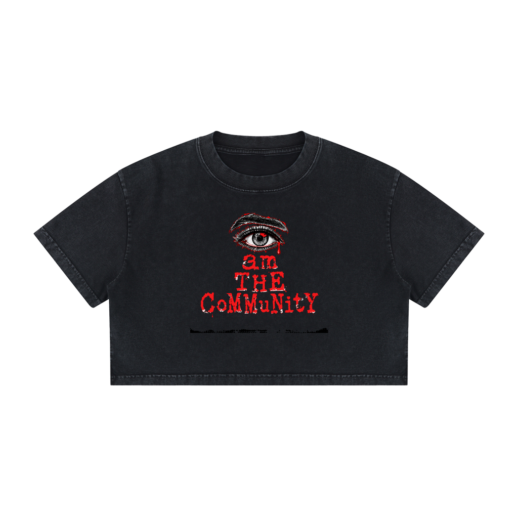 I am THE community Women's Mineral Wash Cotton Crop T-Shirt