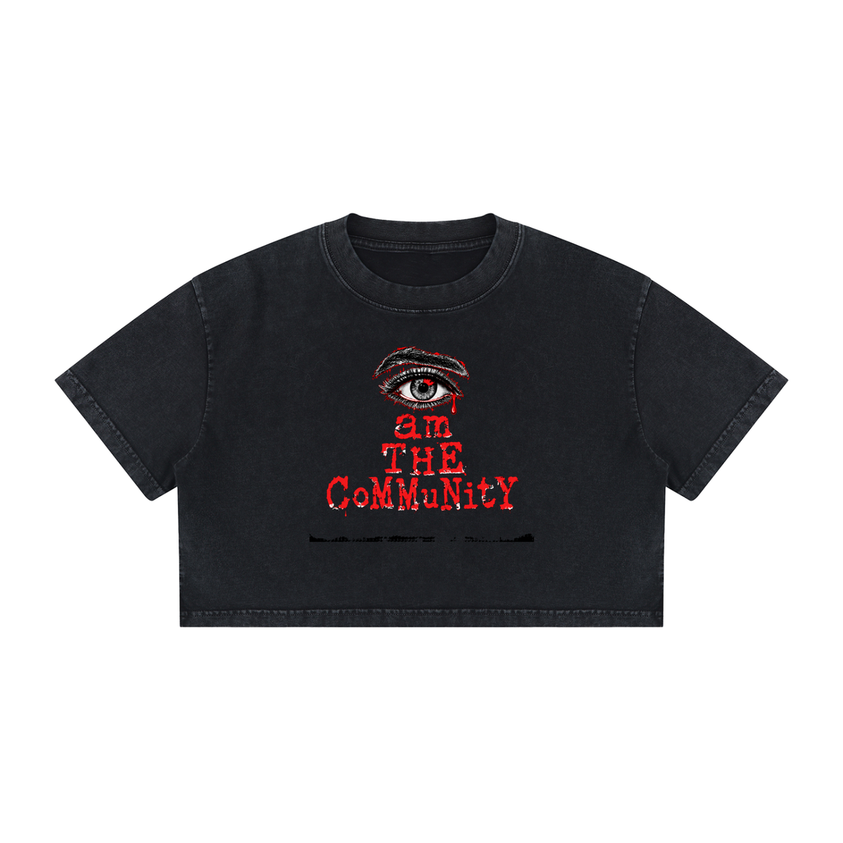 I am THE community Women's Mineral Wash Cotton Crop T-Shirt